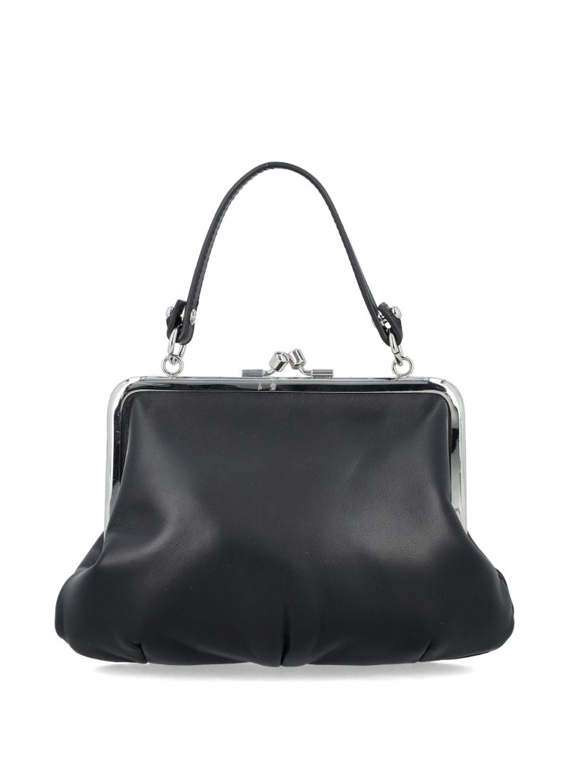 Black Granny Frame Leather Tote Bag