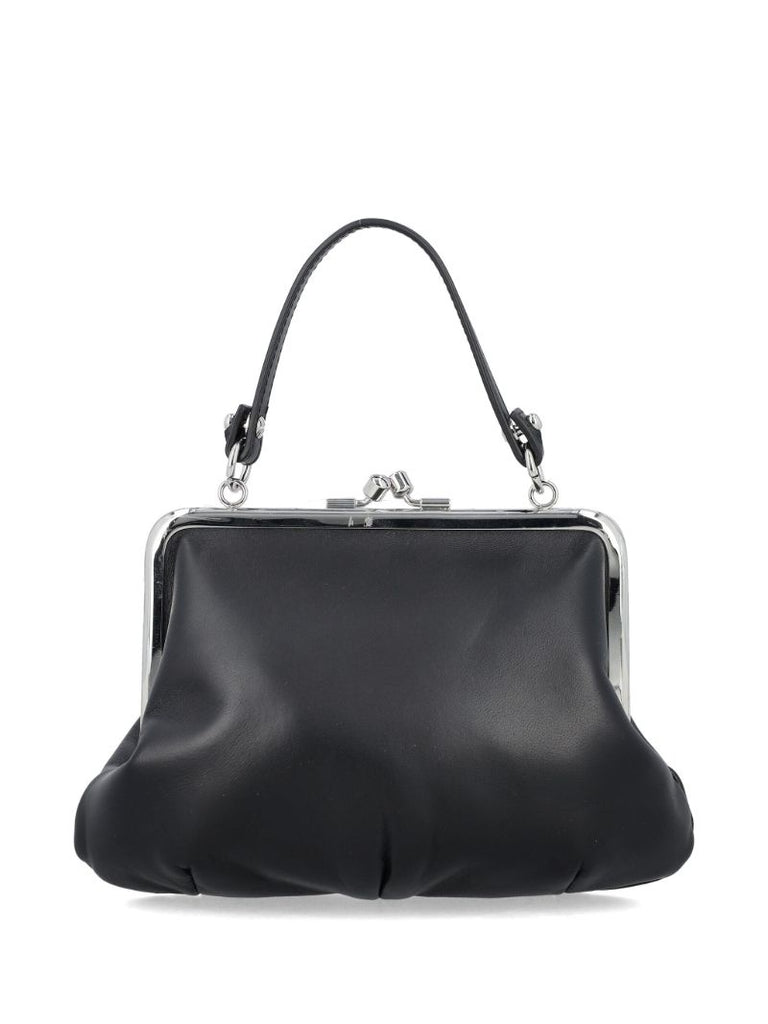 Black Granny Frame Leather Tote Bag