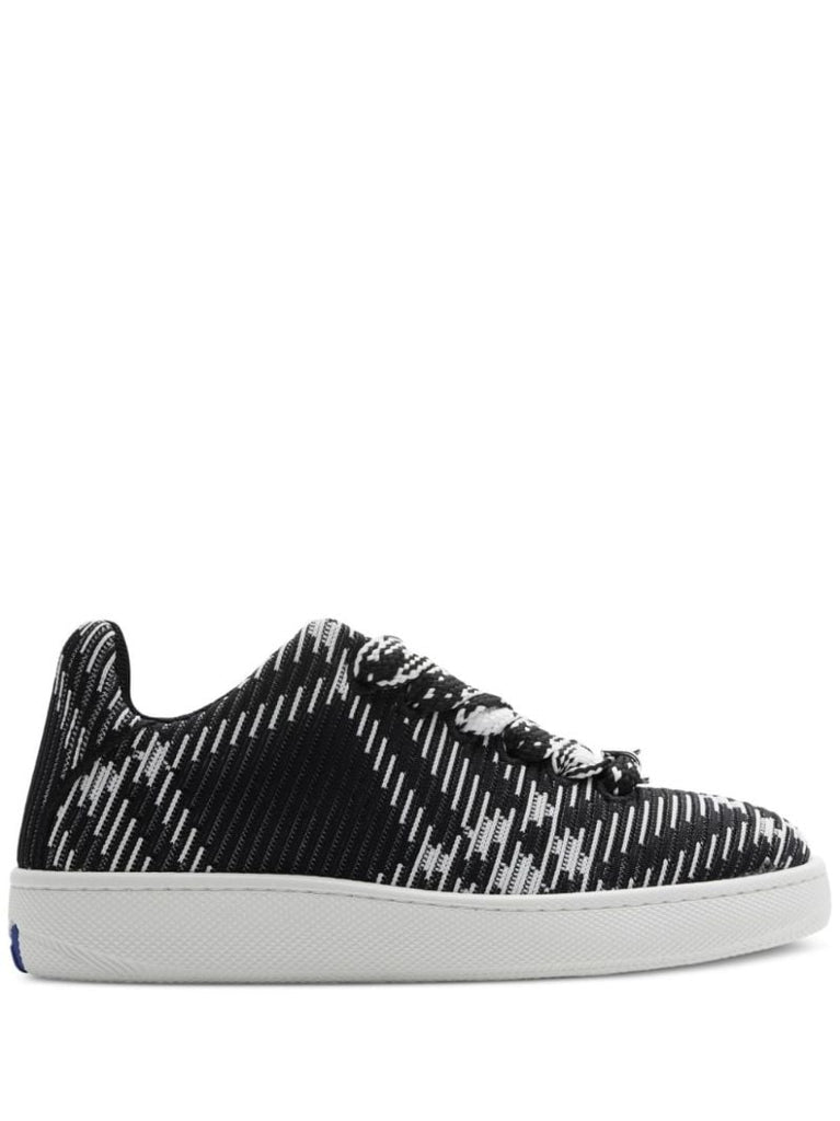 Black Check Knit Low-top Sneakers
