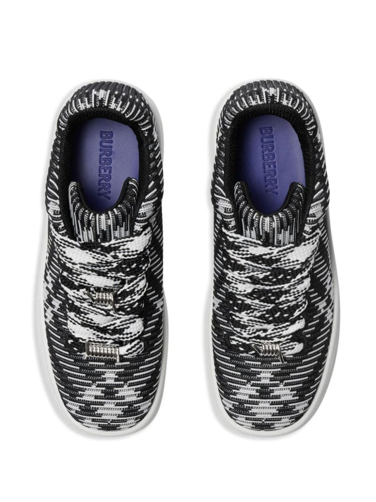 Black Check Knit Low-top Sneakers
