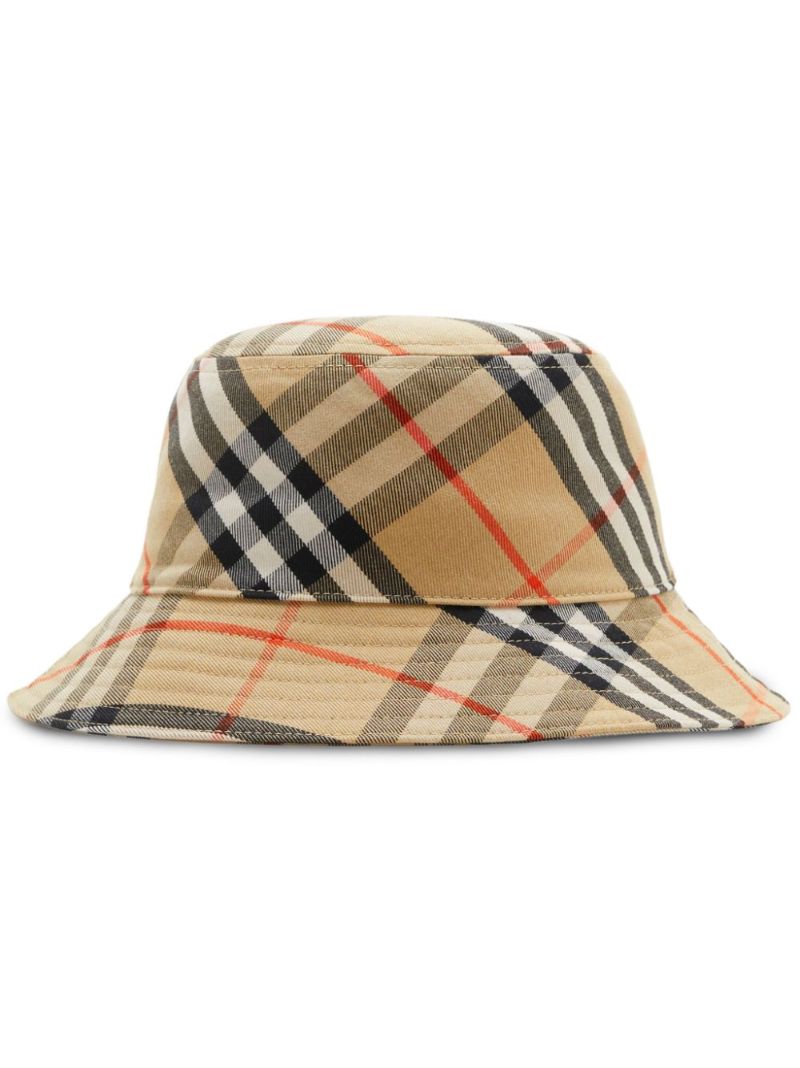 Neutral Vintage Check Bucket Hat