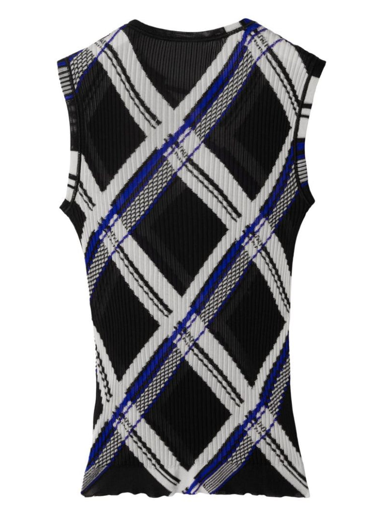 Black Checked Knitted Vest