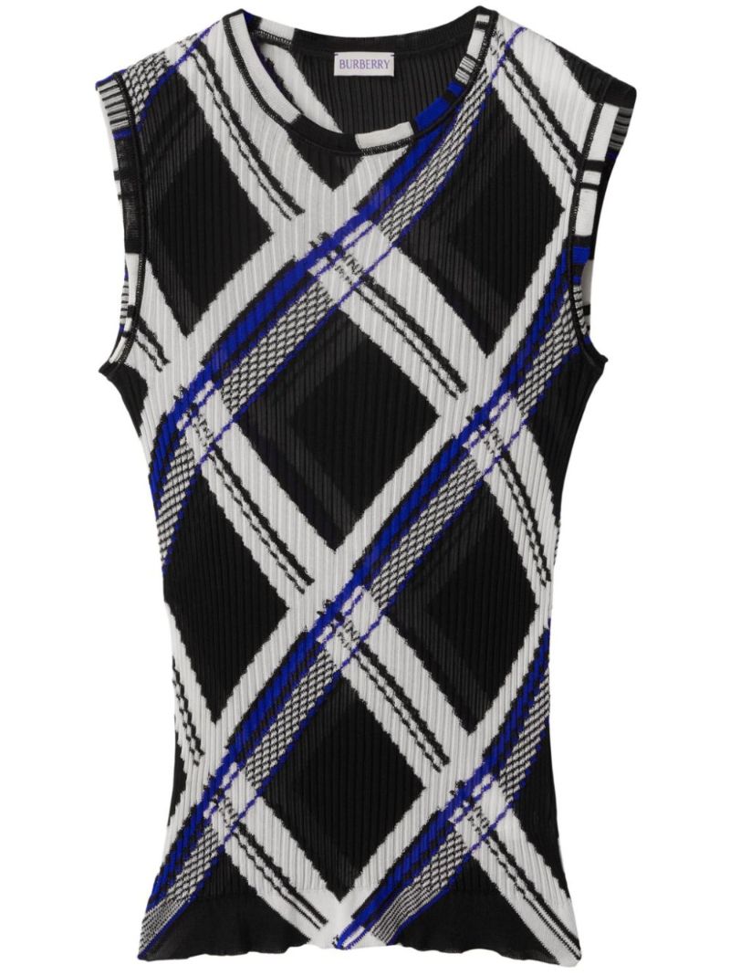 Black Checked Knitted Vest