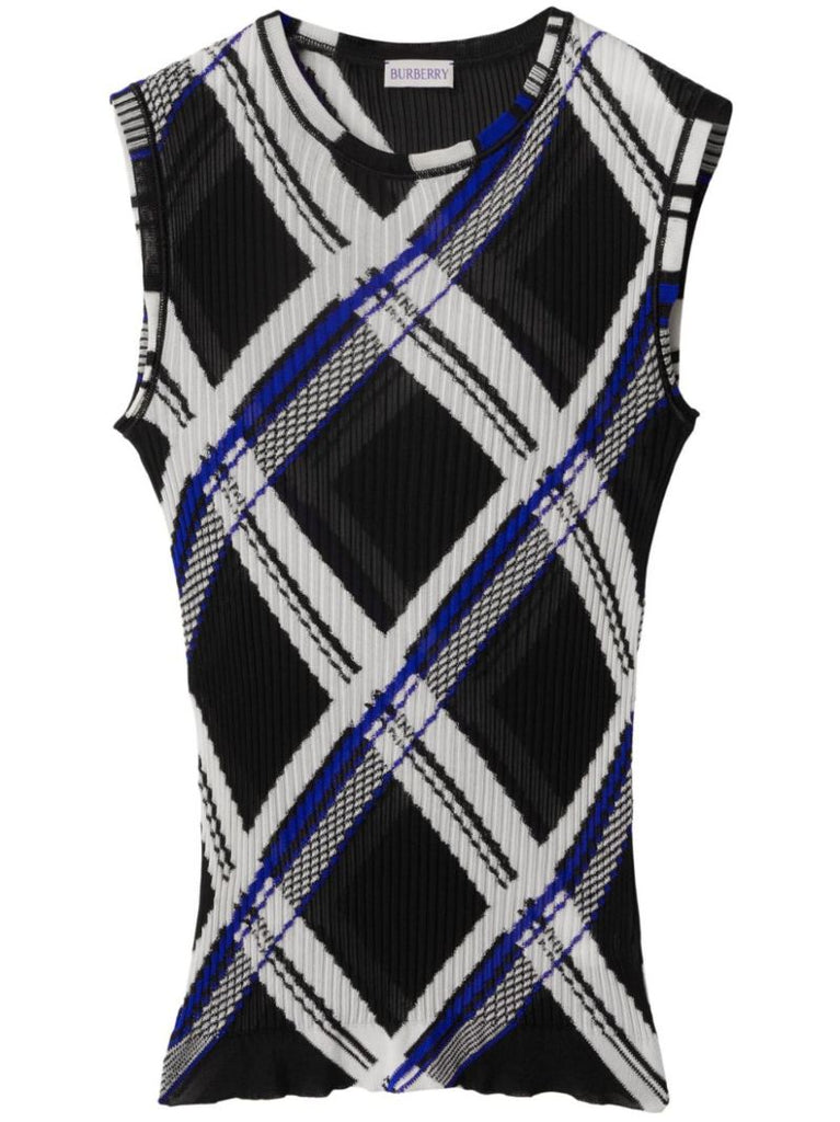 Black Checked Knitted Vest