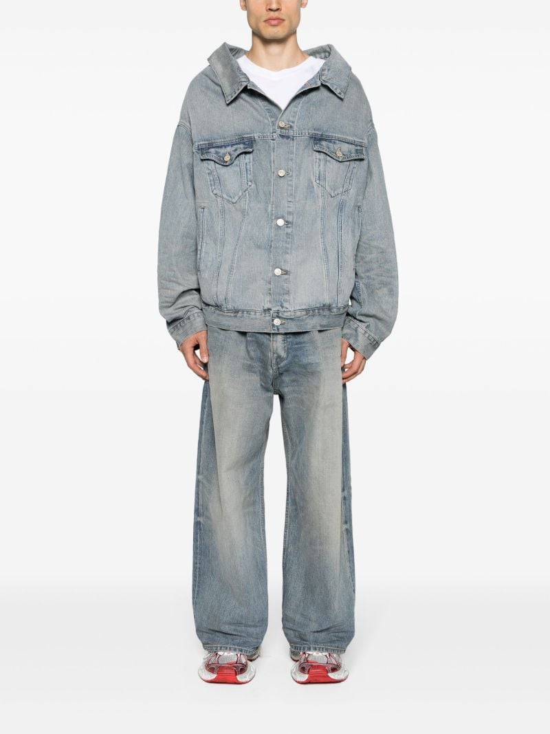 Blue Drawstring Wide-leg Jeans