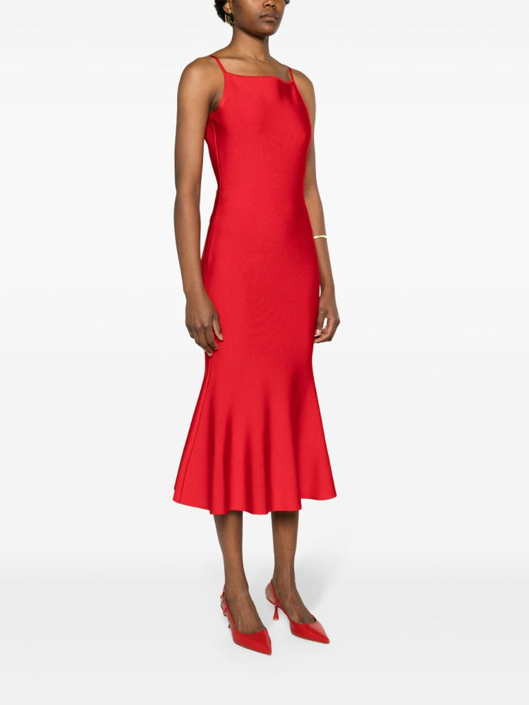 Red Square Neck Mermaid Dress