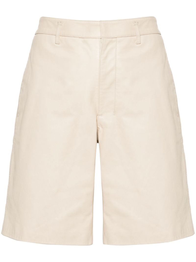 Neutral Wide-leg Leather Shorts