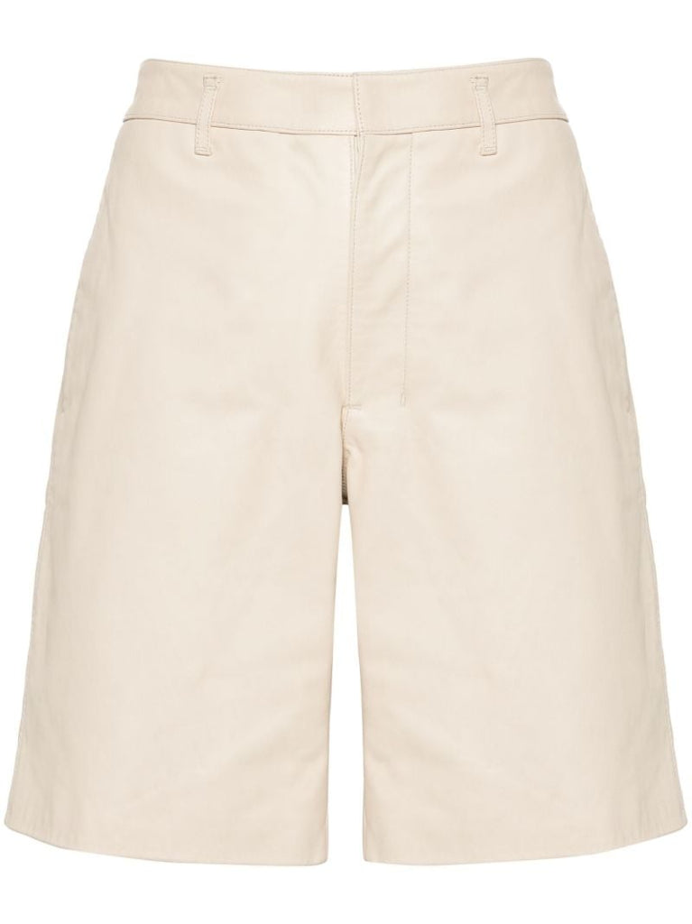 Neutral Wide-leg Leather Shorts