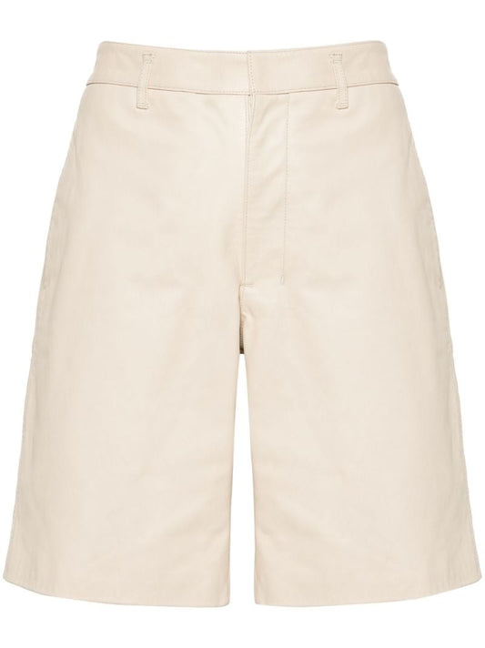Neutral Wide-leg Leather Shorts