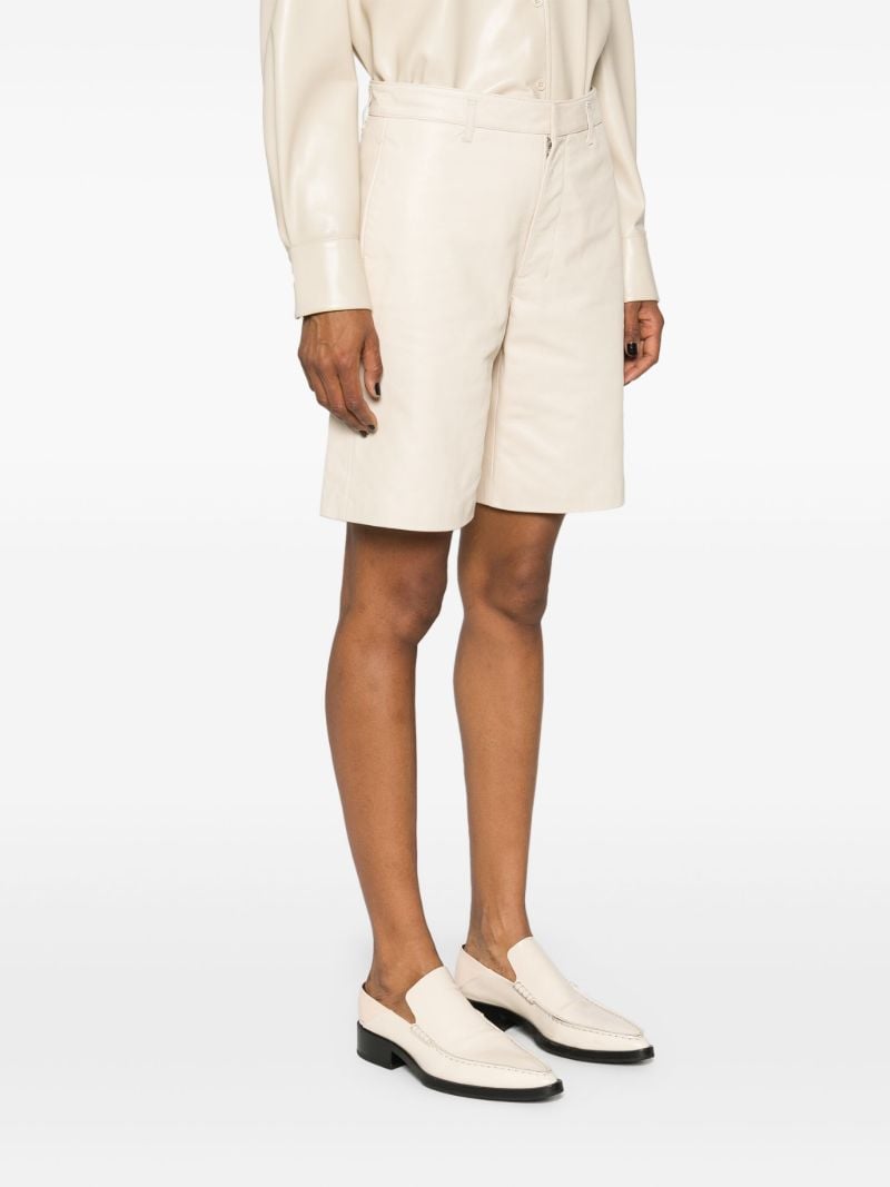 Neutral Wide-leg Leather Shorts