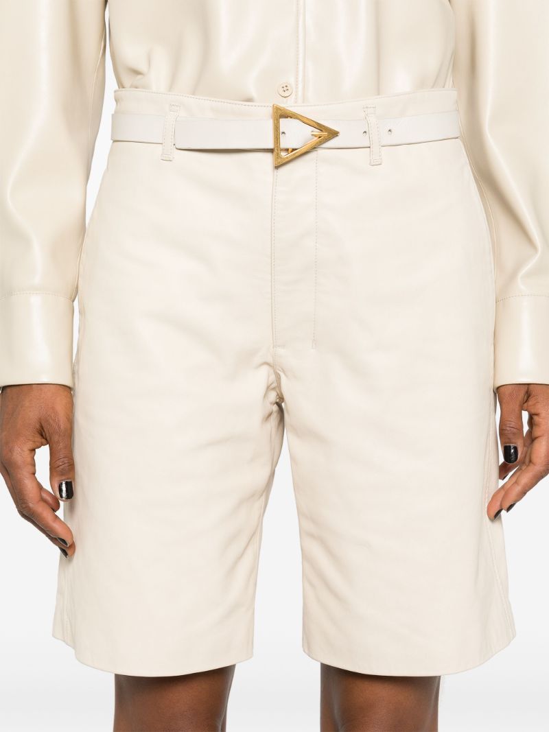 Neutral Wide-leg Leather Shorts