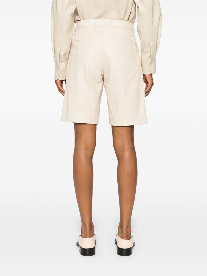 Neutral Wide-leg Leather Shorts