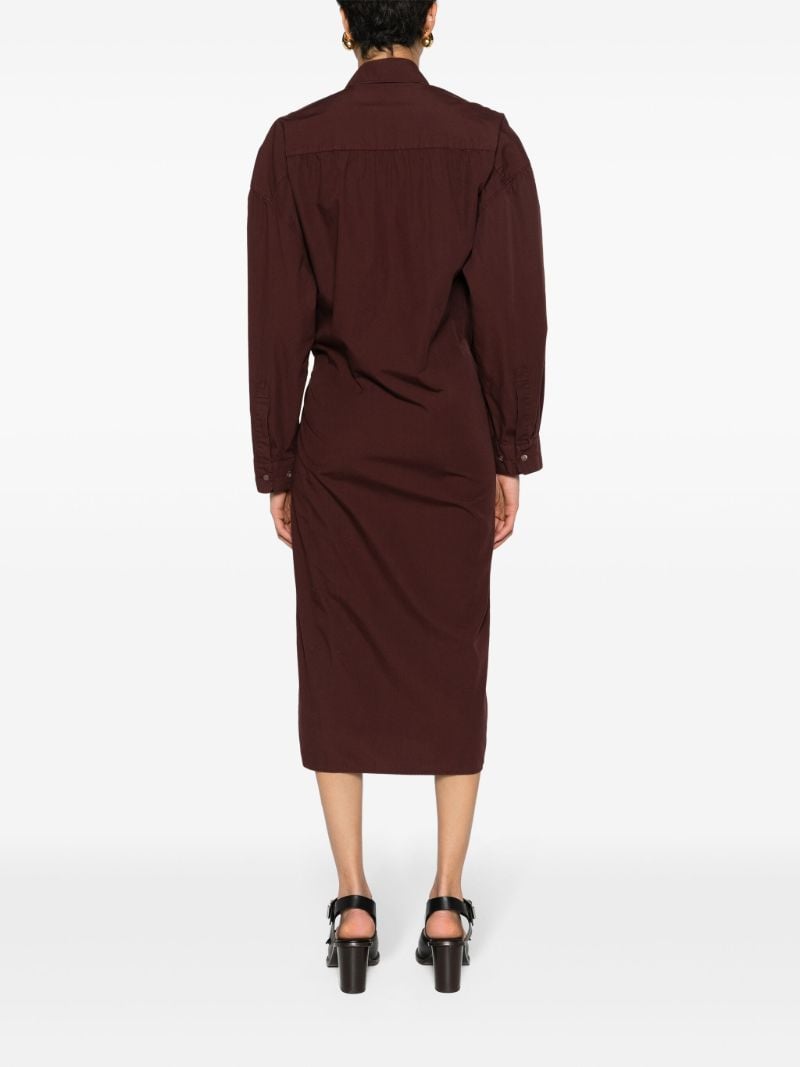 Brown Twisted Cotton Midi Dress