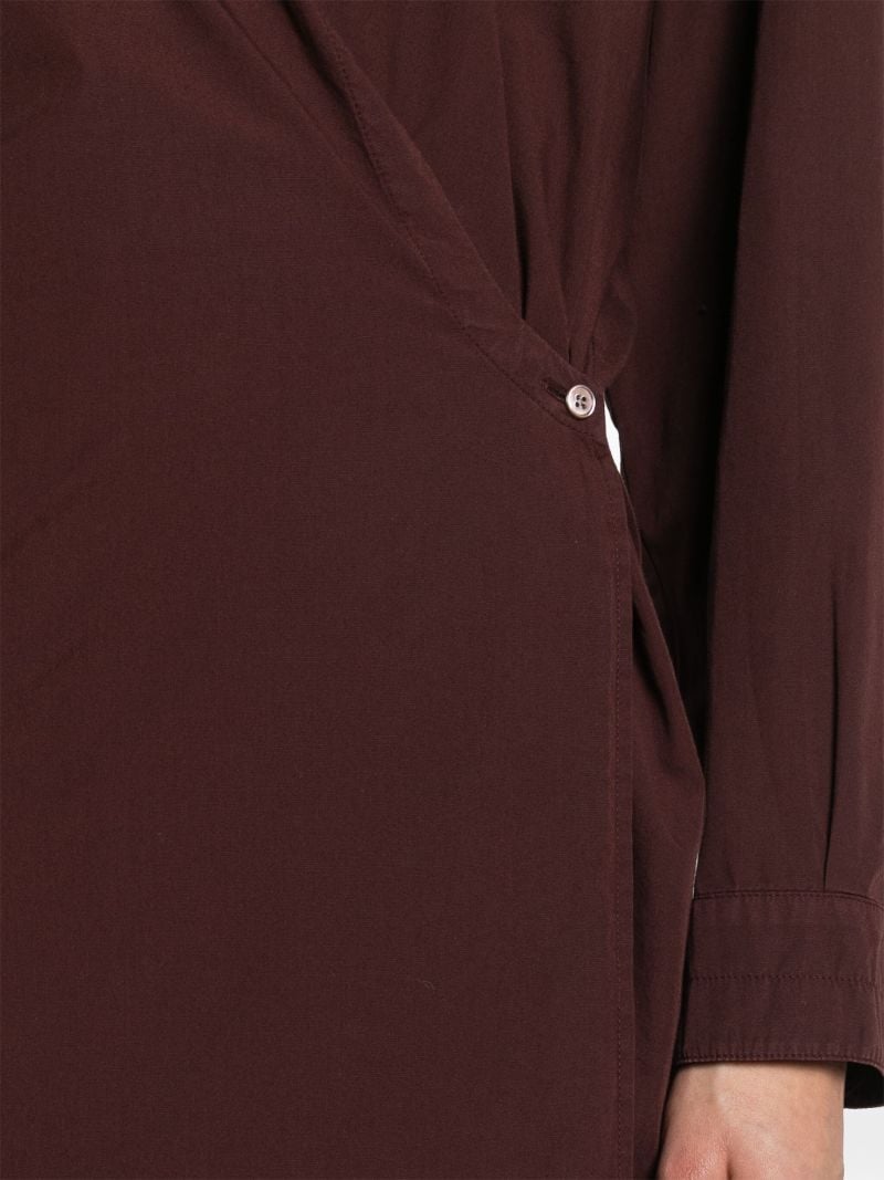 Brown Twisted Cotton Midi Dress