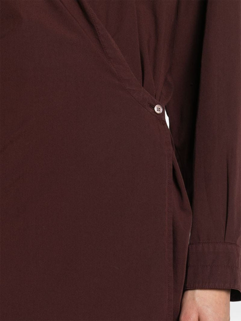 Brown Twisted Cotton Midi Dress