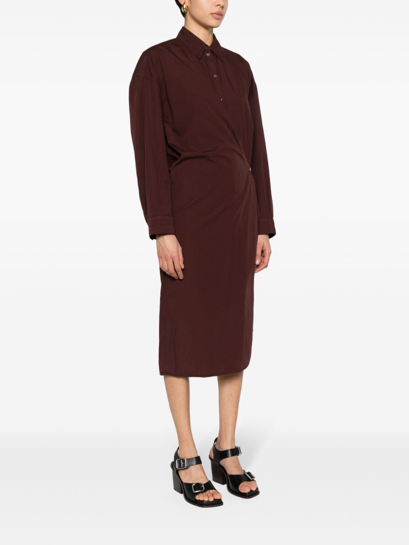 Brown Twisted Cotton Midi Dress