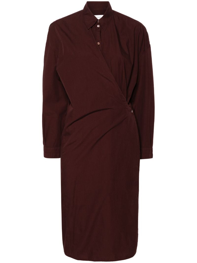 Brown Twisted Cotton Midi Dress