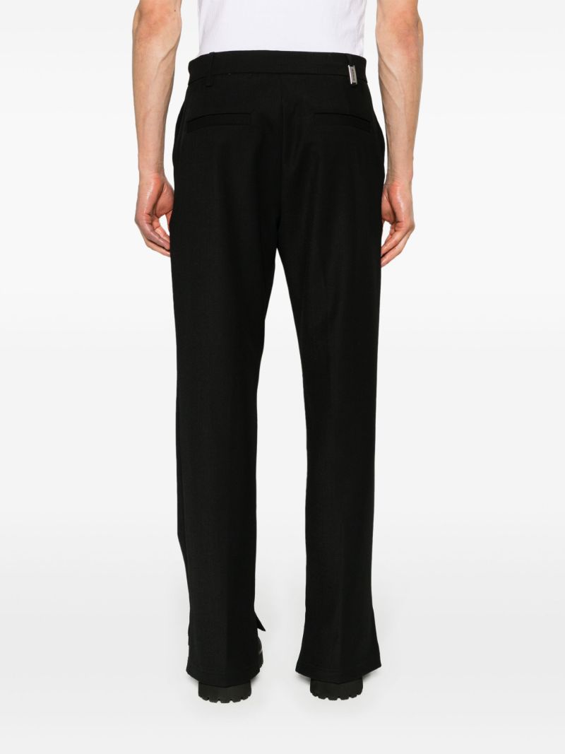 Black Stepped Hem Straight-leg Trousers