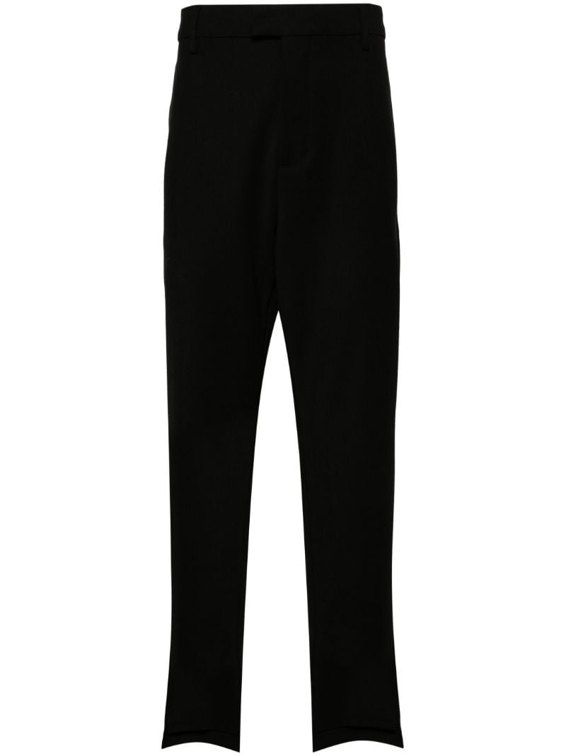Black Stepped Hem Straight-leg Trousers