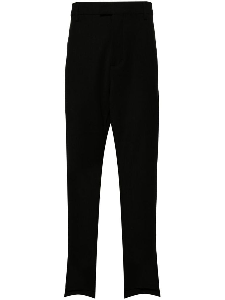 Black Stepped Hem Straight-leg Trousers