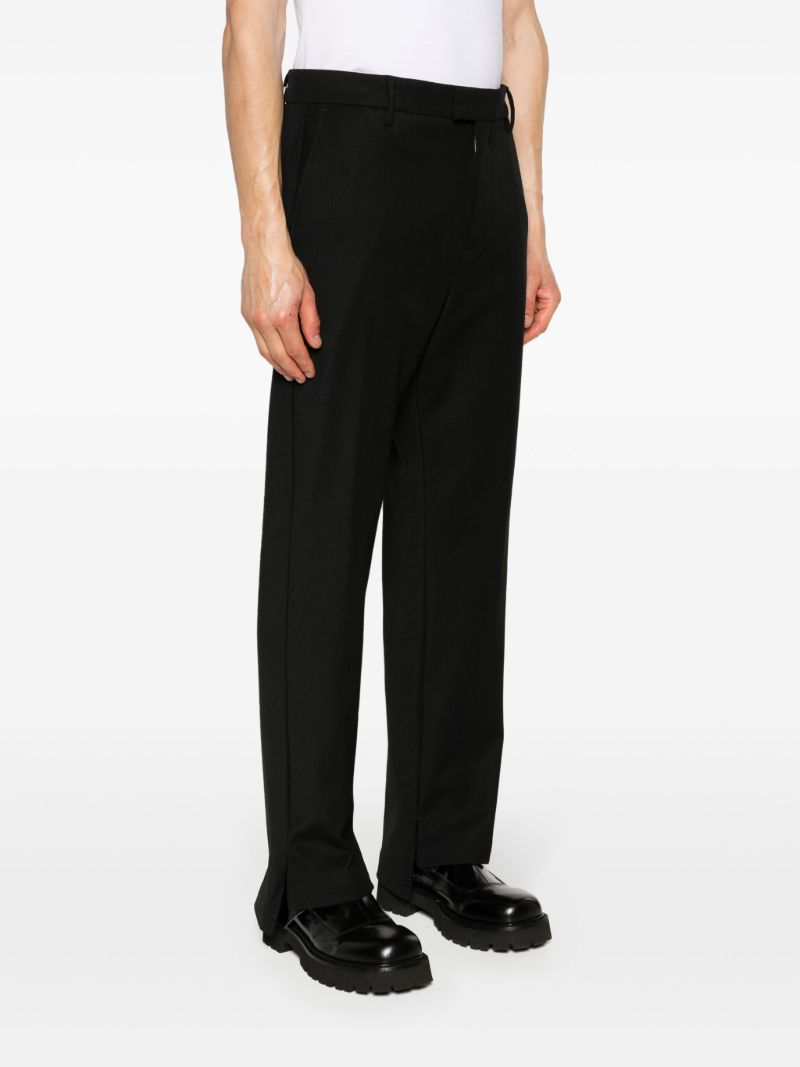 Black Stepped Hem Straight-leg Trousers