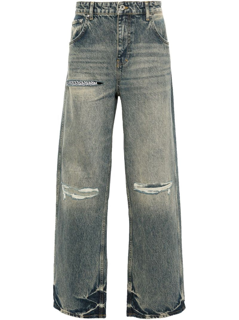 Blue R3d Destroyer Mid-rise Straight-leg Jeans