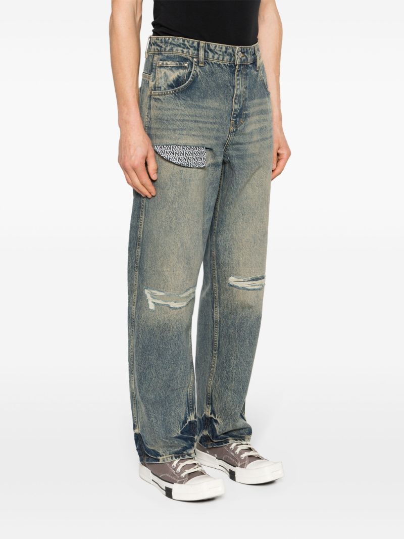 Blue R3d Destroyer Mid-rise Straight-leg Jeans