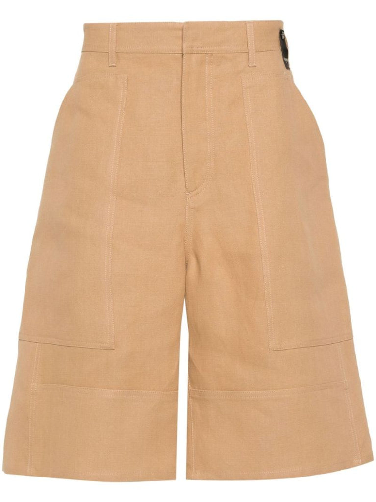 Neutral Canvas Bermuda Shorts
