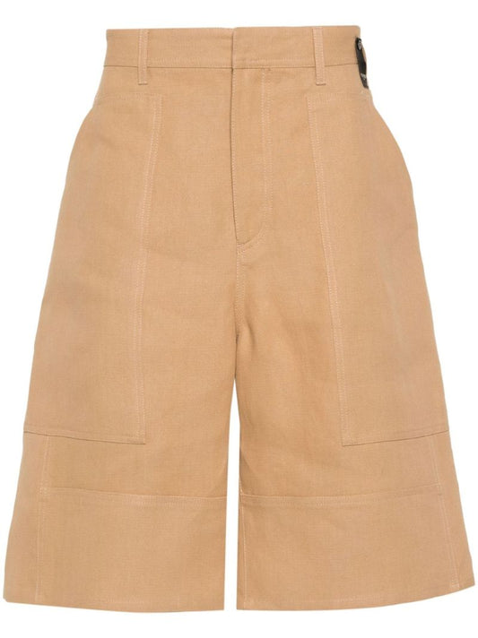 Neutral Canvas Bermuda Shorts