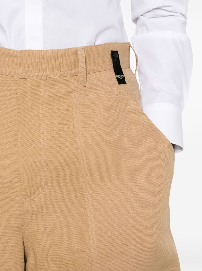 Neutral Canvas Bermuda Shorts