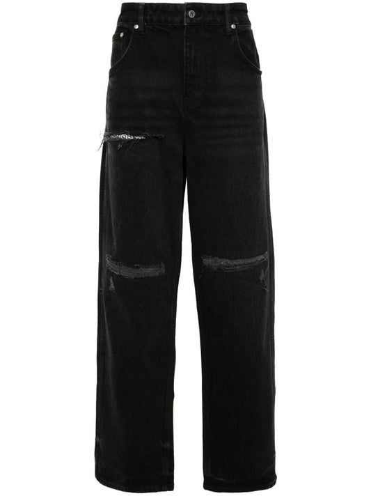 Black R3d Destroyer Mid-rise Straight-leg Jeans