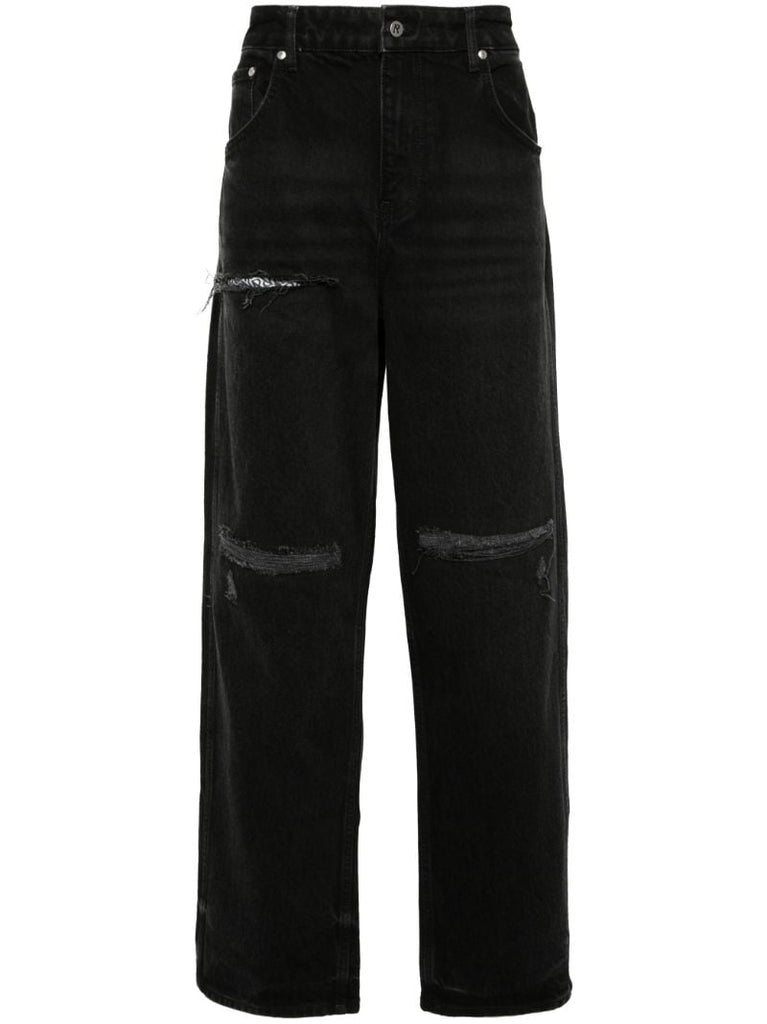 Black R3d Destroyer Mid-rise Straight-leg Jeans