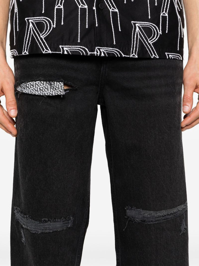 Black R3d Destroyer Mid-rise Straight-leg Jeans