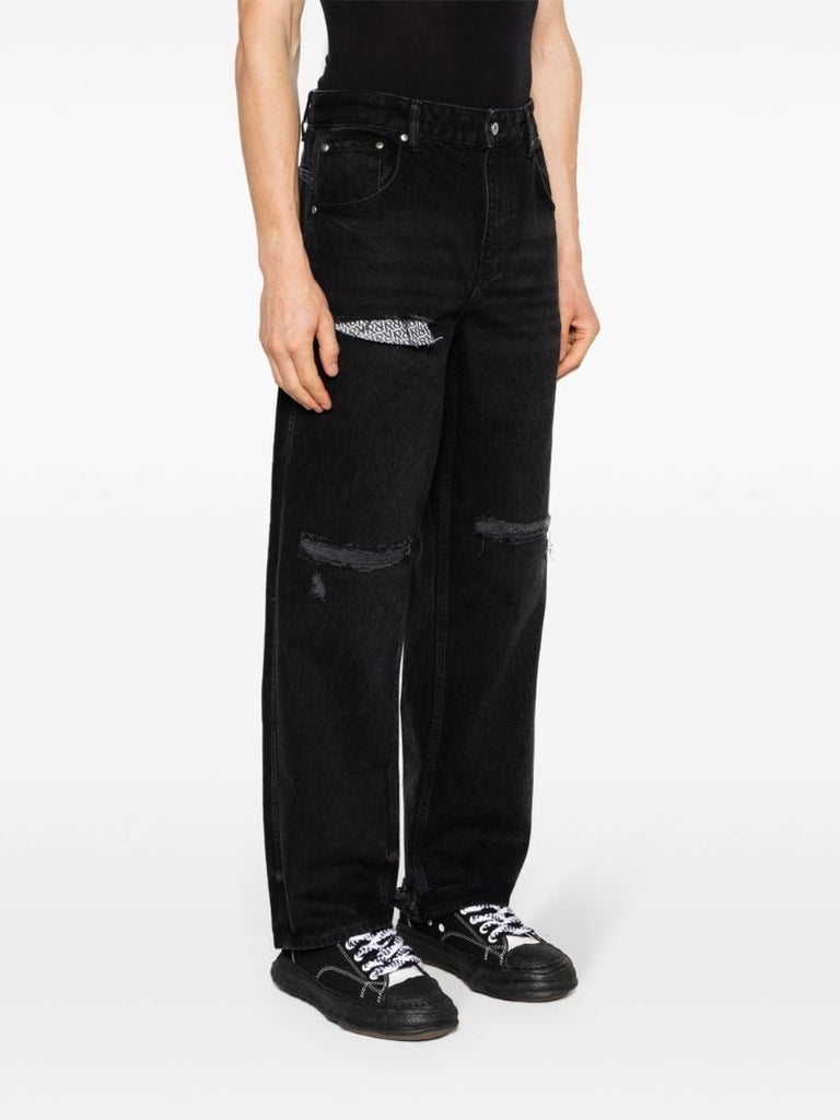 Black R3d Destroyer Mid-rise Straight-leg Jeans