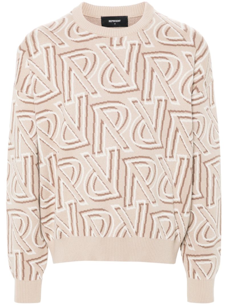 Neutral Monogram-jacquard Sweater