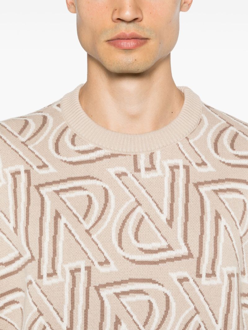 Neutral Monogram-jacquard Sweater