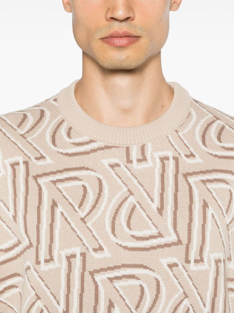 Neutral Monogram-jacquard Sweater