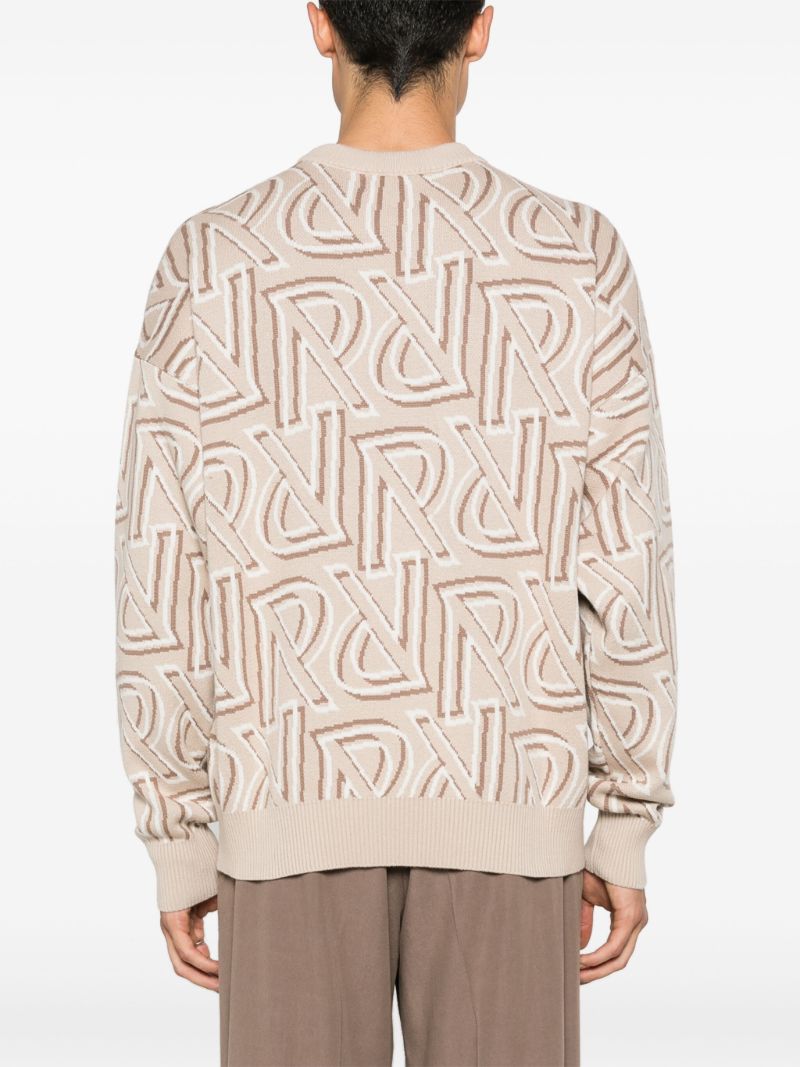 Neutral Monogram-jacquard Sweater