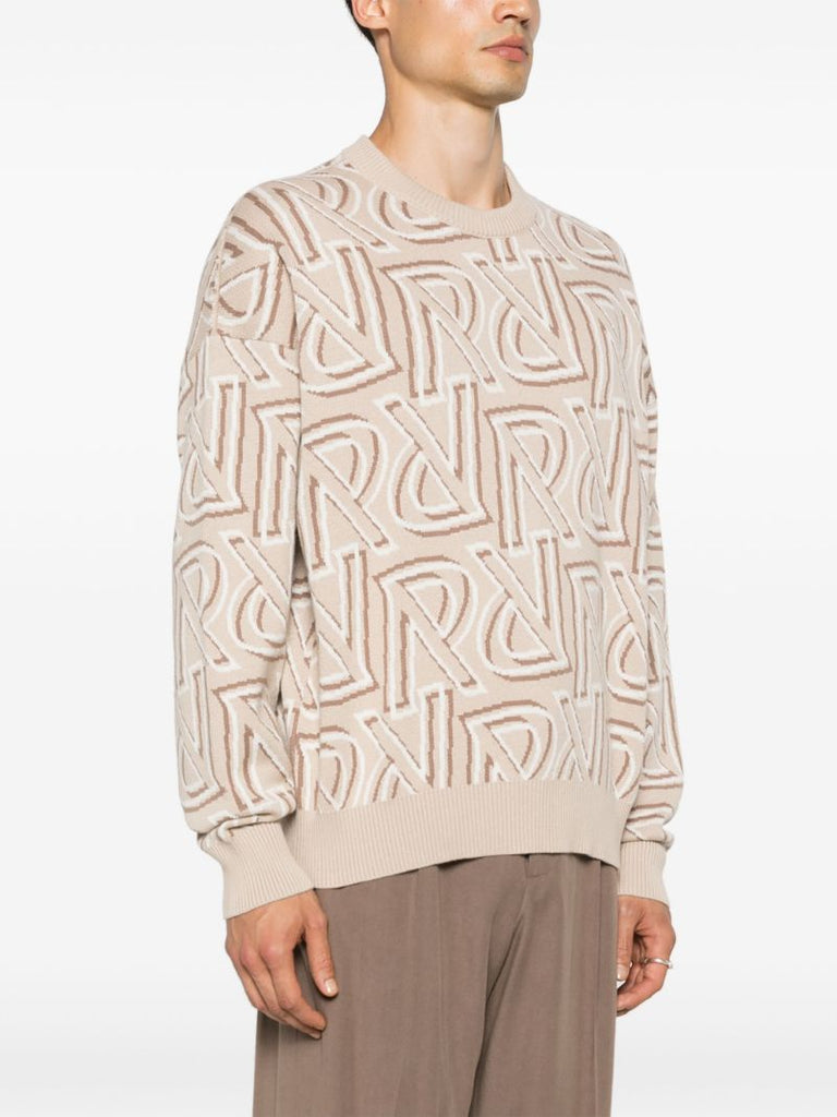 Neutral Monogram-jacquard Sweater