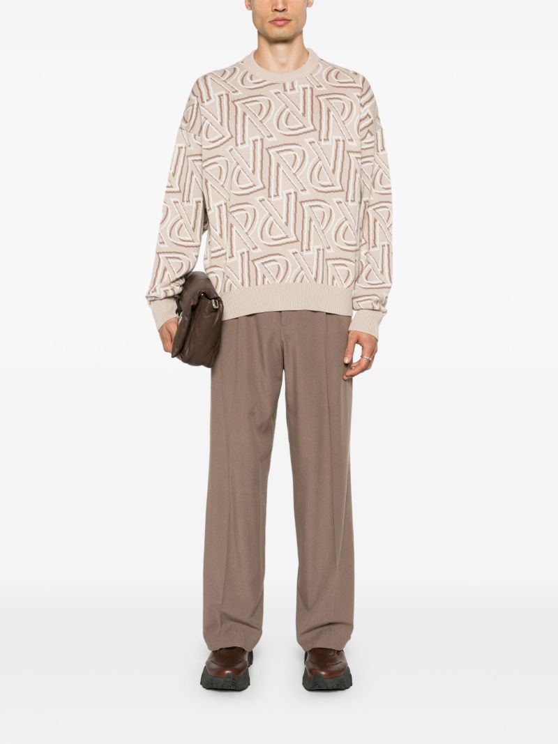 Neutral Monogram-jacquard Sweater