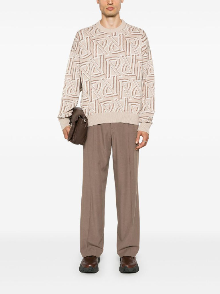Neutral Monogram-jacquard Sweater