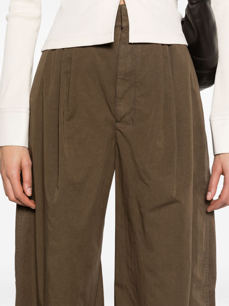 Brown Wide-leg Cotton Trousers