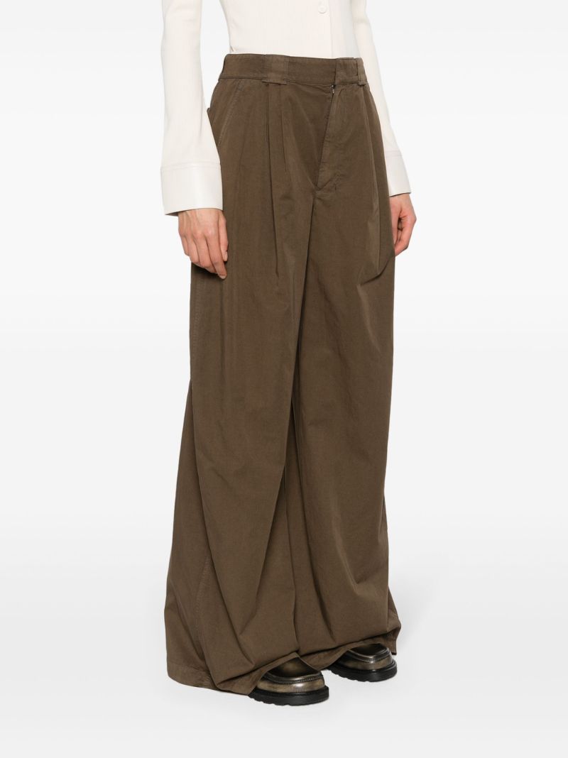 Brown Wide-leg Cotton Trousers
