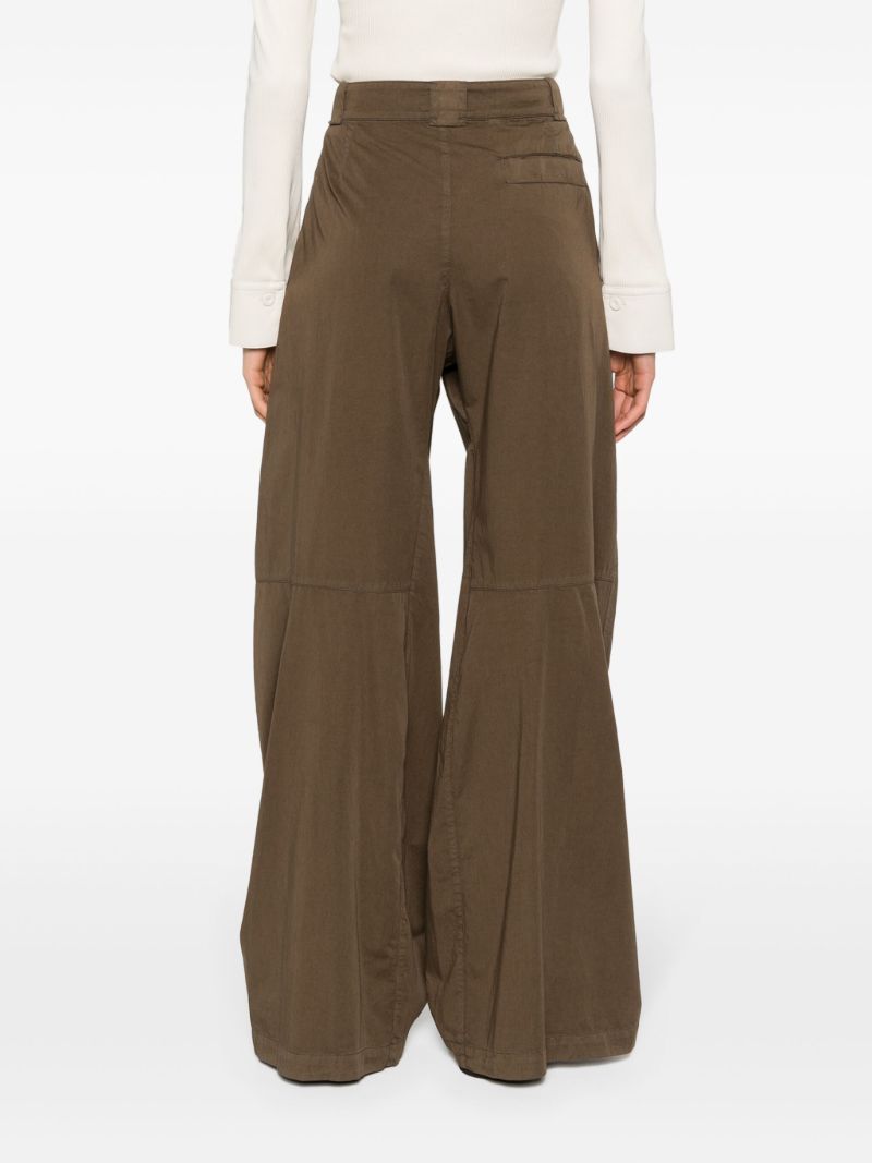 Brown Wide-leg Cotton Trousers