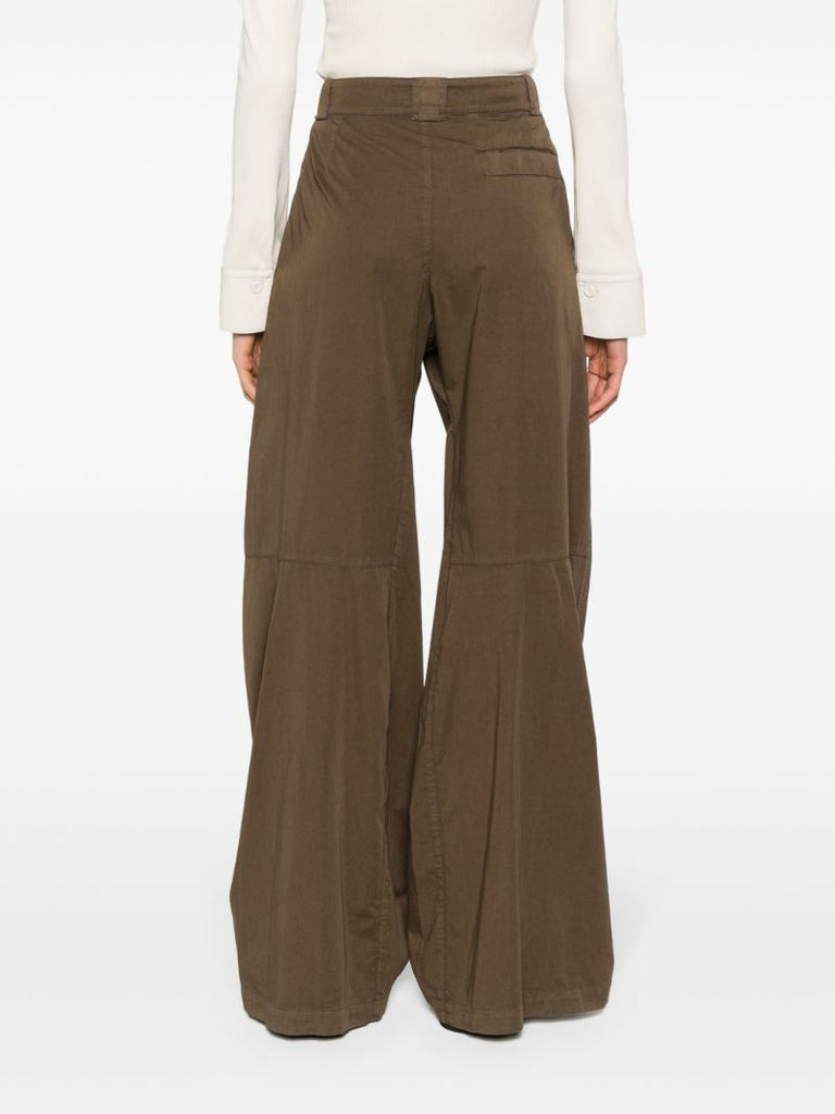 Brown Wide-leg Cotton Trousers