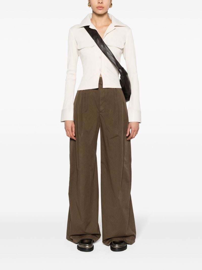Brown Wide-leg Cotton Trousers