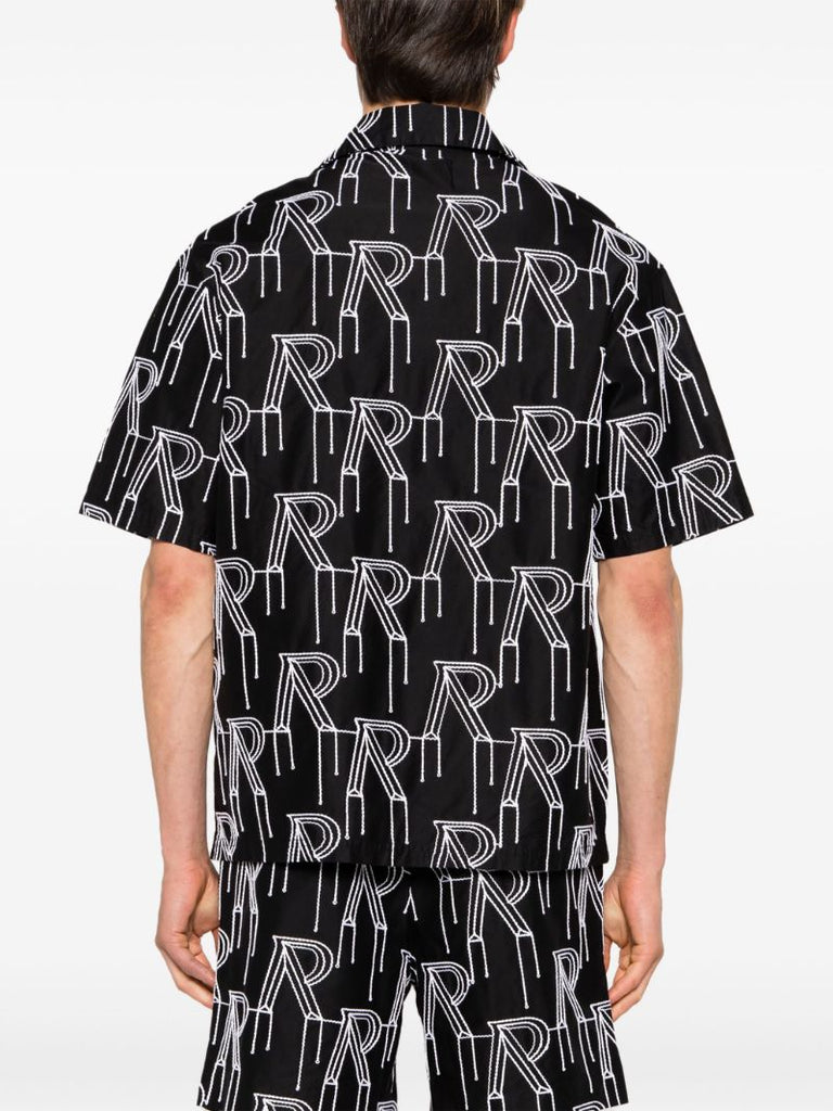 Black Logo-embroidered Cotton Shirt