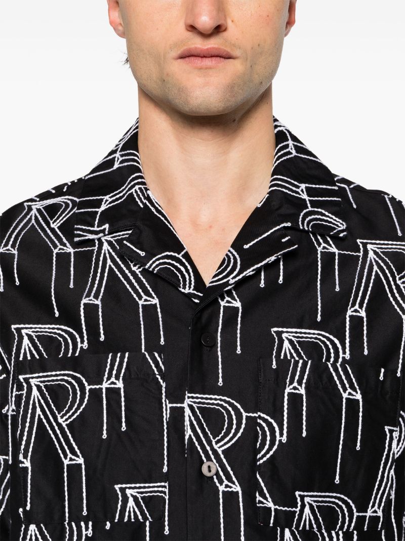 Black Logo-embroidered Cotton Shirt