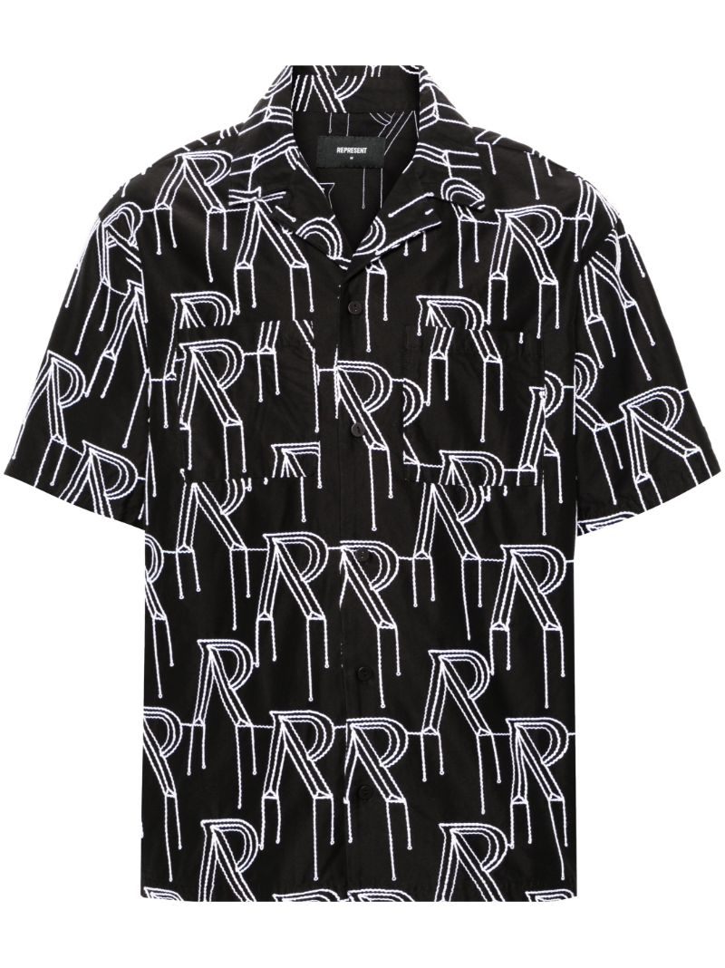 Black Logo-embroidered Cotton Shirt