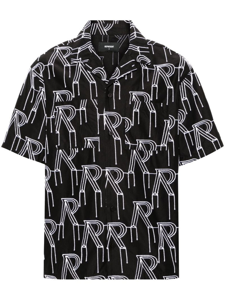 Black Logo-embroidered Cotton Shirt